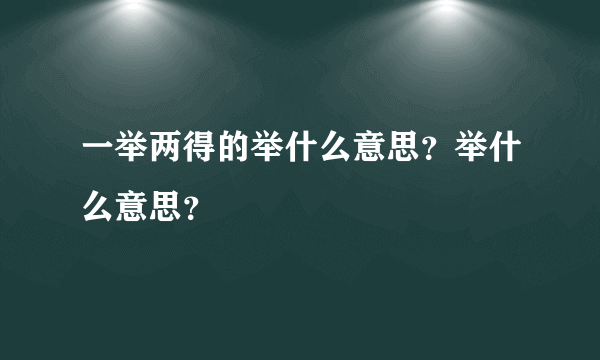 一举两得的举什么意思？举什么意思？