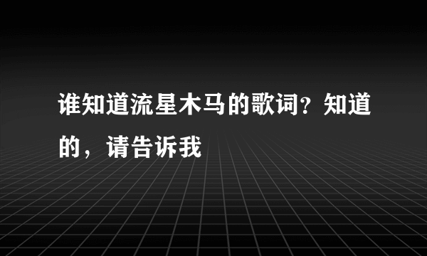 谁知道流星木马的歌词？知道的，请告诉我