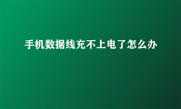 手机数据线充不上电了怎么办