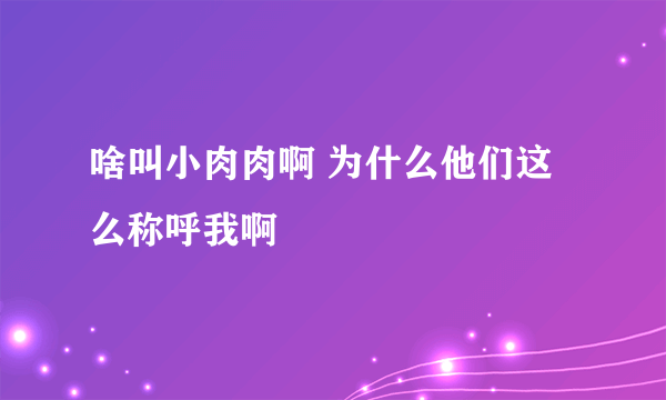 啥叫小肉肉啊 为什么他们这么称呼我啊