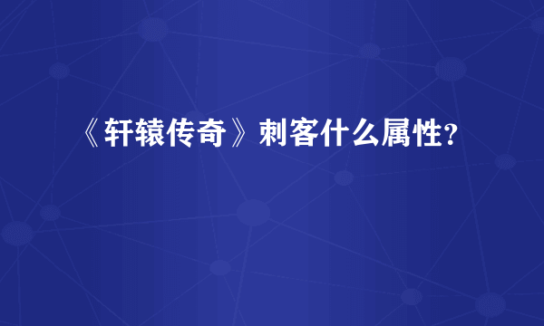 《轩辕传奇》刺客什么属性？