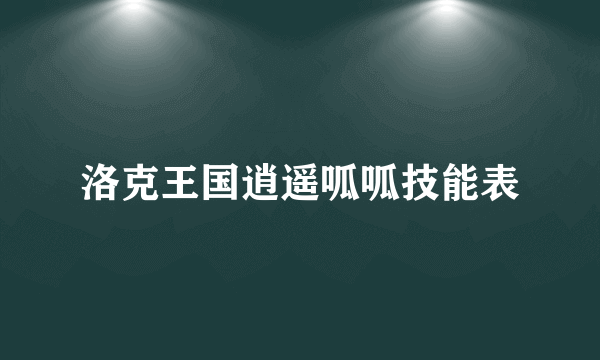 洛克王国逍遥呱呱技能表