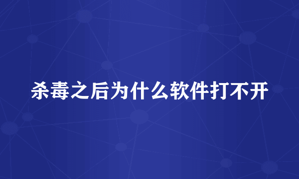 杀毒之后为什么软件打不开