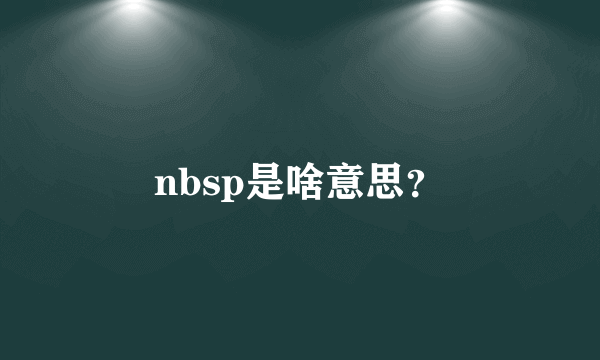 nbsp是啥意思？