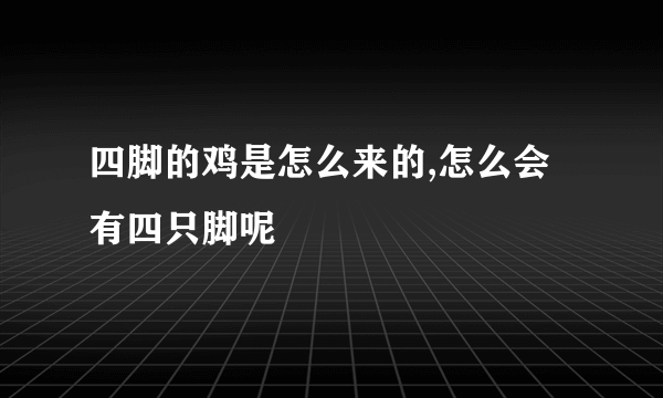 四脚的鸡是怎么来的,怎么会有四只脚呢