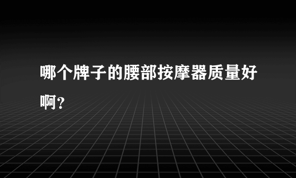 哪个牌子的腰部按摩器质量好啊？