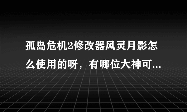 孤岛危机2修改器风灵月影怎么使用的呀，有哪位大神可以教下我吗？有数据包的话也顺便给我一份哈，先谢了