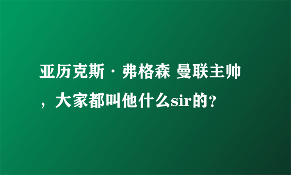 亚历克斯·弗格森 曼联主帅，大家都叫他什么sir的？