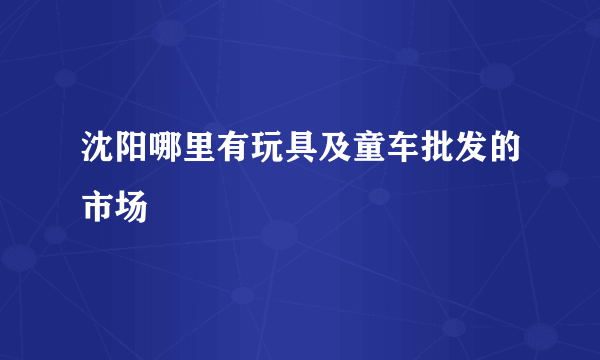 沈阳哪里有玩具及童车批发的市场