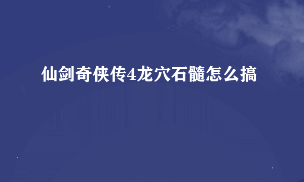 仙剑奇侠传4龙穴石髓怎么搞