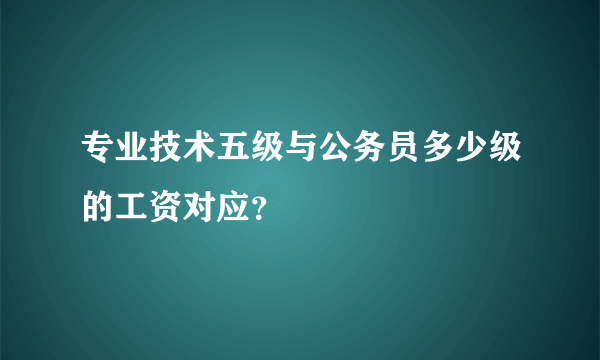 专业技术五级与公务员多少级的工资对应？