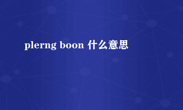 plerng boon 什么意思