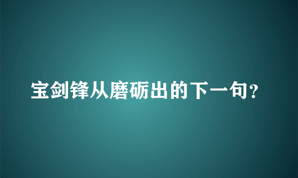 宝剑锋从磨砺出的下一句？