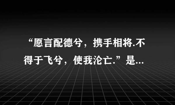 “愿言配德兮，携手相将.不得于飞兮，使我沦亡.”是什么意思