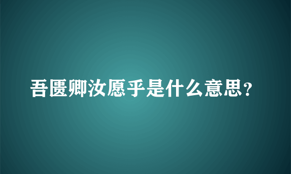 吾匮卿汝愿乎是什么意思？