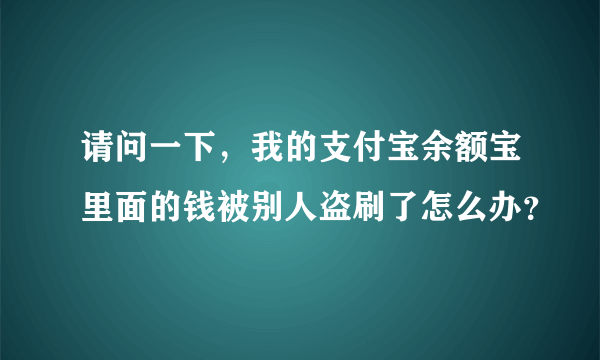 请问一下，我的支付宝余额宝里面的钱被别人盗刷了怎么办？