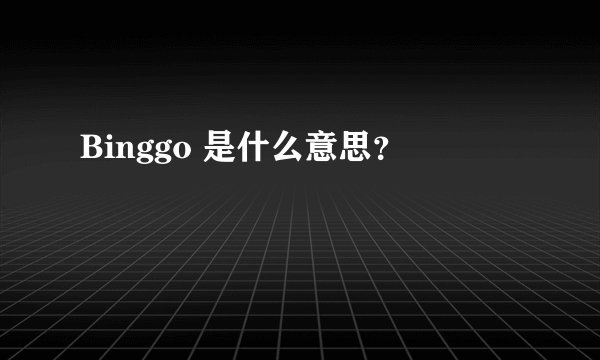 Binggo 是什么意思？