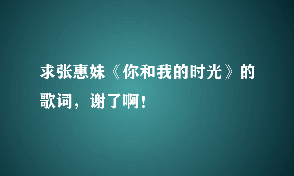 求张惠妹《你和我的时光》的歌词，谢了啊！