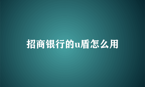 招商银行的u盾怎么用