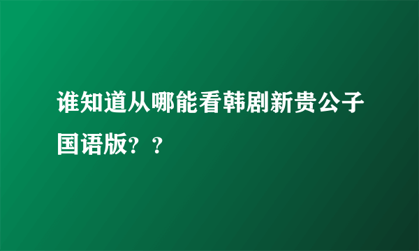 谁知道从哪能看韩剧新贵公子国语版？？