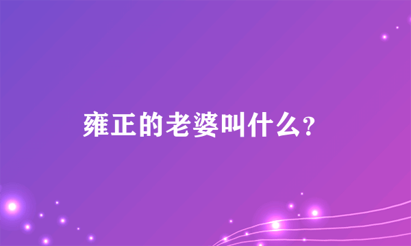 雍正的老婆叫什么？