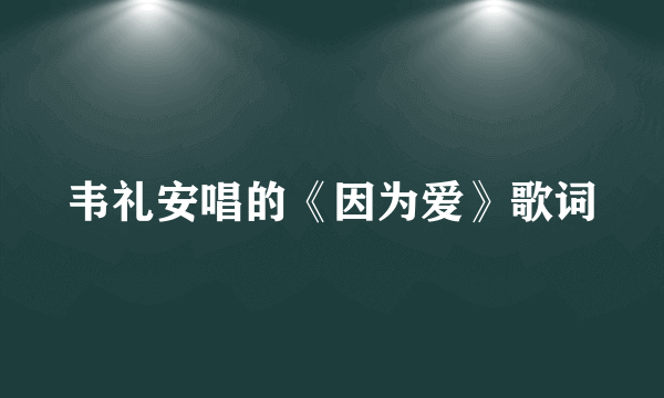 韦礼安唱的《因为爱》歌词