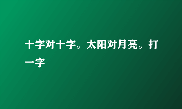 十字对十字。太阳对月亮。打一字