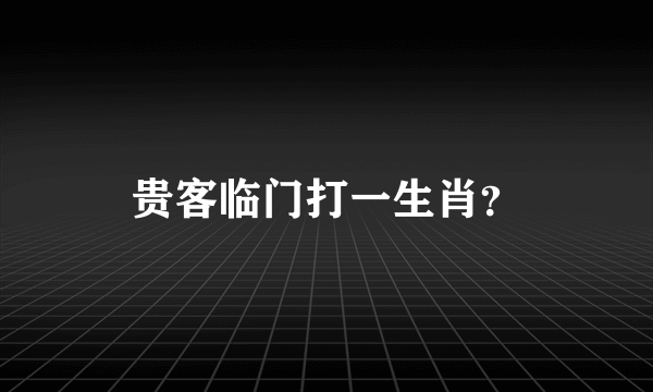 贵客临门打一生肖？