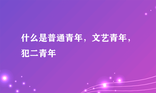 什么是普通青年，文艺青年，犯二青年