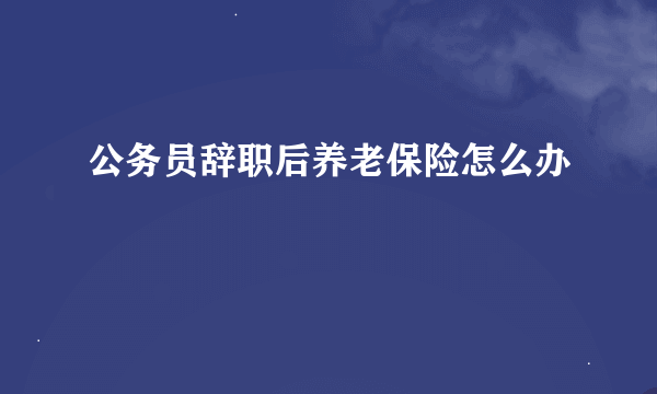 公务员辞职后养老保险怎么办