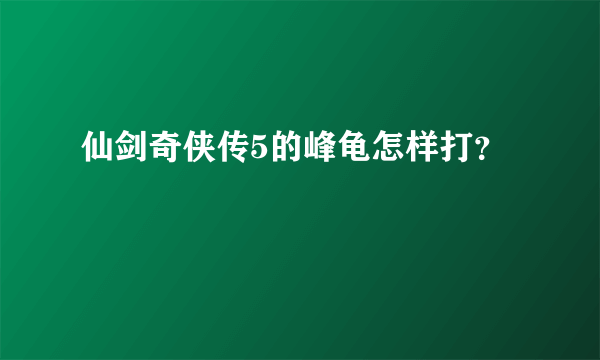 仙剑奇侠传5的峰龟怎样打？