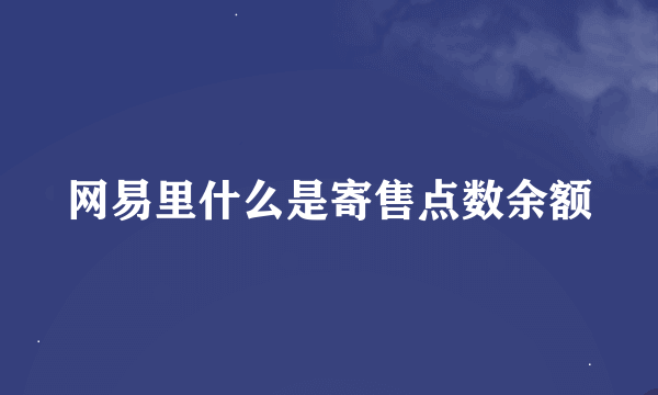 网易里什么是寄售点数余额