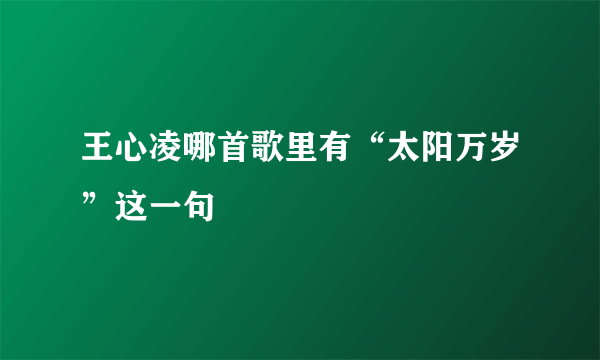 王心凌哪首歌里有“太阳万岁”这一句