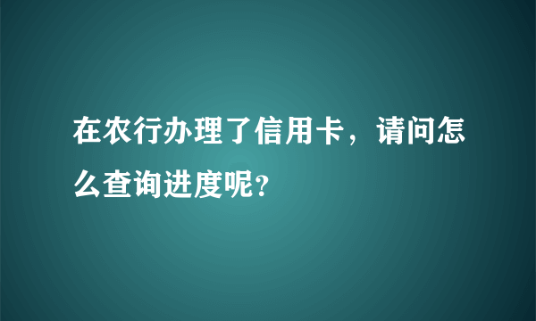 在农行办理了信用卡，请问怎么查询进度呢？