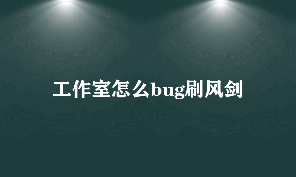 工作室怎么bug刷风剑