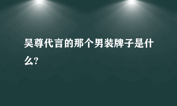 吴尊代言的那个男装牌子是什么?