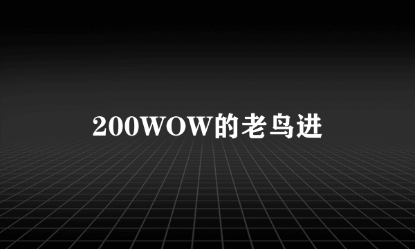 200WOW的老鸟进