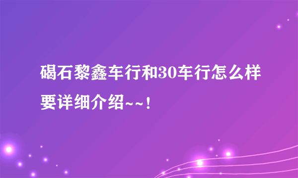 碣石黎鑫车行和30车行怎么样要详细介绍~~！