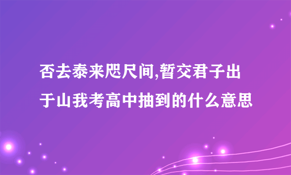 否去泰来咫尺间,暂交君子出于山我考高中抽到的什么意思