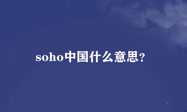 soho中国什么意思？