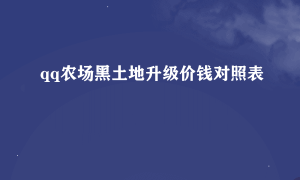 qq农场黑土地升级价钱对照表