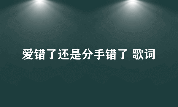 爱错了还是分手错了 歌词