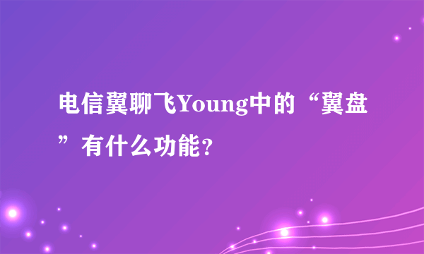 电信翼聊飞Young中的“翼盘”有什么功能？