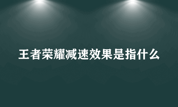 王者荣耀减速效果是指什么