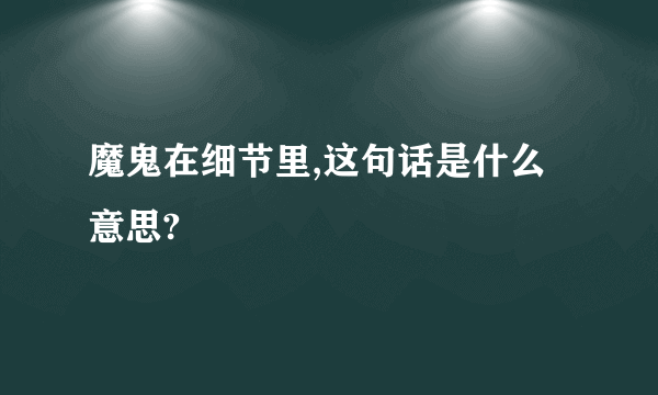 魔鬼在细节里,这句话是什么意思?