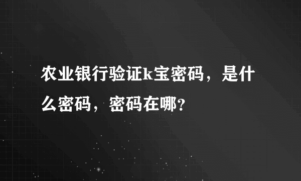 农业银行验证k宝密码，是什么密码，密码在哪？