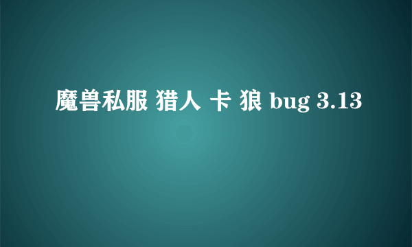 魔兽私服 猎人 卡 狼 bug 3.13