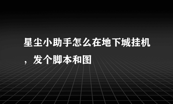 星尘小助手怎么在地下城挂机，发个脚本和图