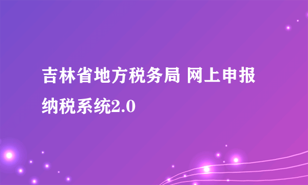 吉林省地方税务局 网上申报纳税系统2.0