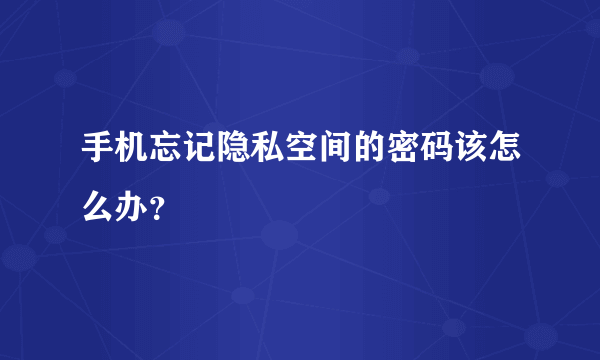 手机忘记隐私空间的密码该怎么办？